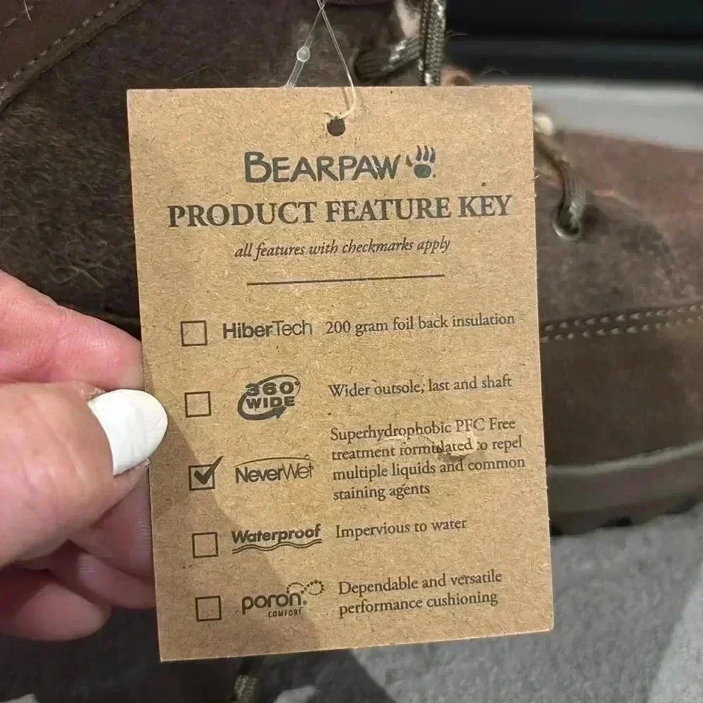 BEARPAW Cheryl Never Wet winter warm boots cow suede/wool faux fur lining - 7